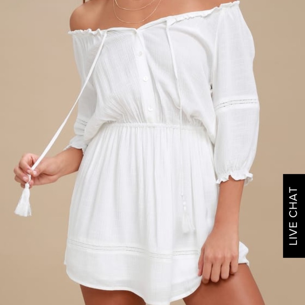Lulu’s white off the shoulder long sleeve dress